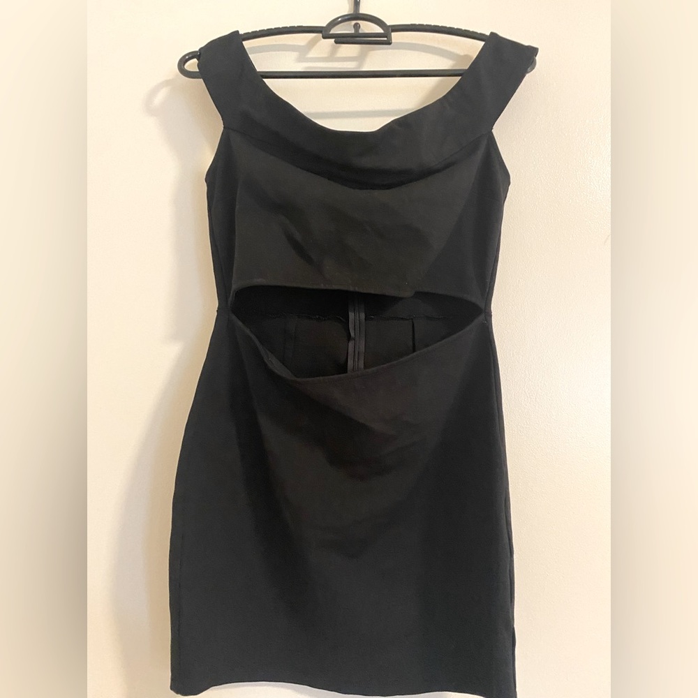 Urban Outfitters Black Off the Shoulder Cut Out Mini Dress